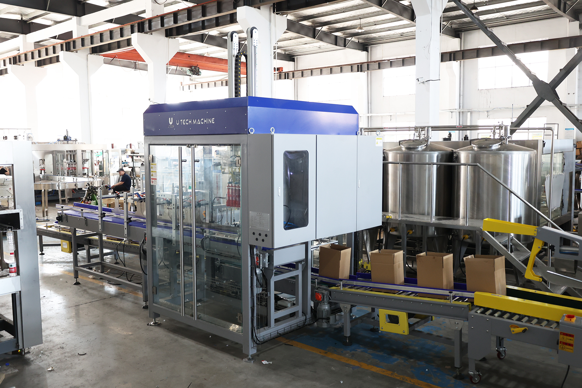 Automatic Beverage Pet Glass Bottle Carton Box Case Packer Carton Erecting Sealer