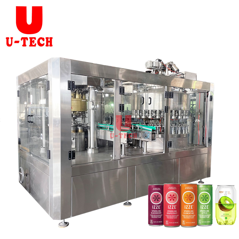 Small Scale Carbonated Beverage Juice Energy Drink Beer Wine Aluminum Tin Can Filling Machine