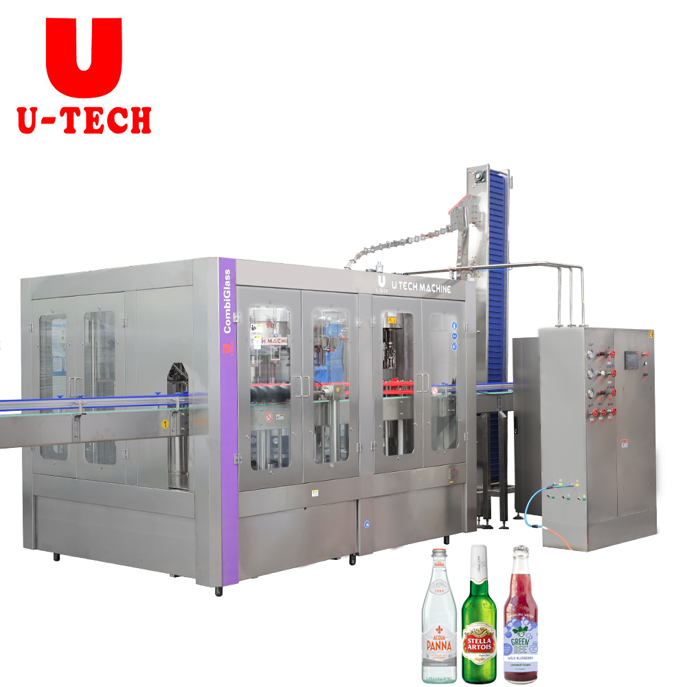 Complete Project Automatic Rotary 3 in 1glass Bottle Beer Wine Filling Capping Machine Line