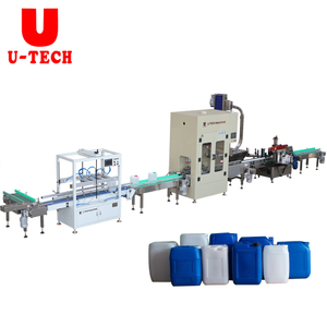 Electric PLC Engine Motor In-Line 5-10L Linear Automatic Liquid Pesticide Detergent Chemicals Filling Capping Labeling Machine