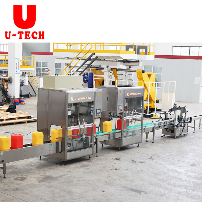 Automatic Linear 25L Chemical Drum Pesticide Anticorrosion Weighting Filling Servo Capping Labeling Machine Line