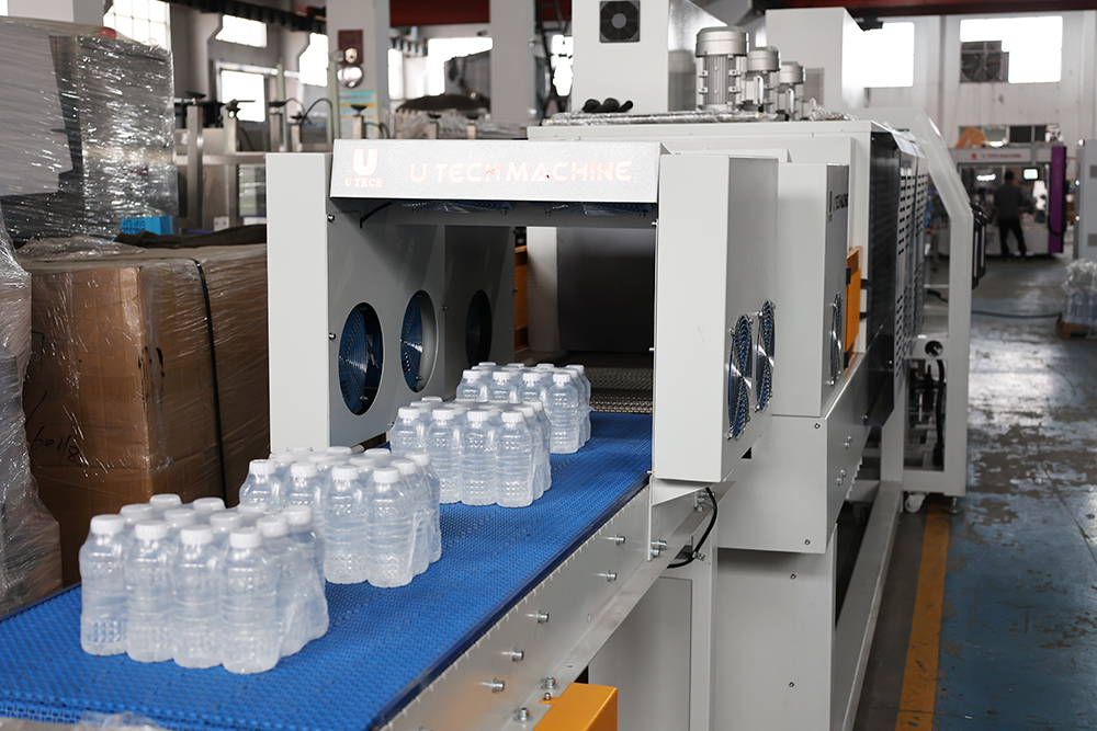 China Automatic Beverage Plastic Hdpe Bottle Heat Film Shrink Wrap Flow Packing Machine for Sale