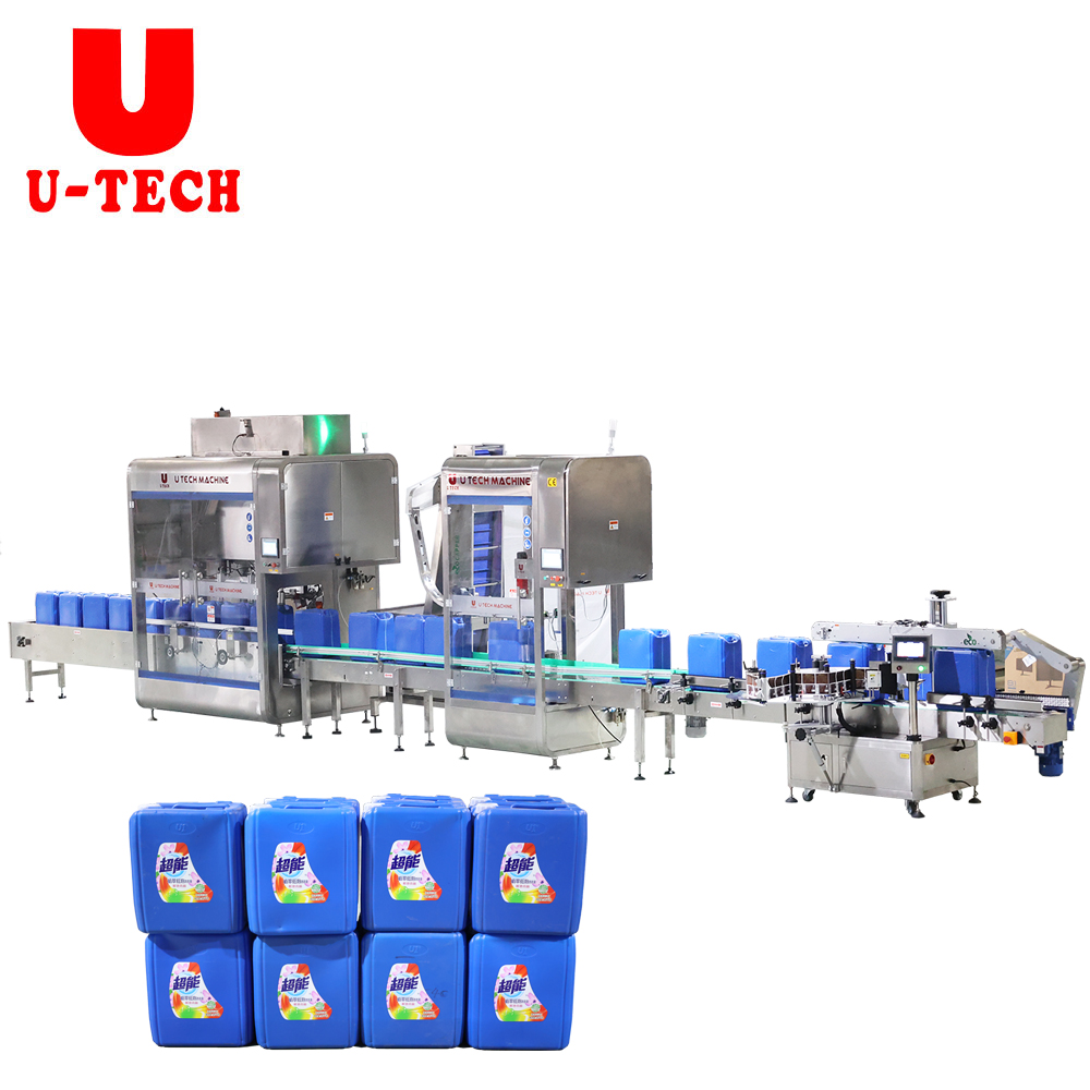 Automatic Linear Production Line 20L Barrel Drum Lube Engine Motor Oil Servo Filling Capping Machine