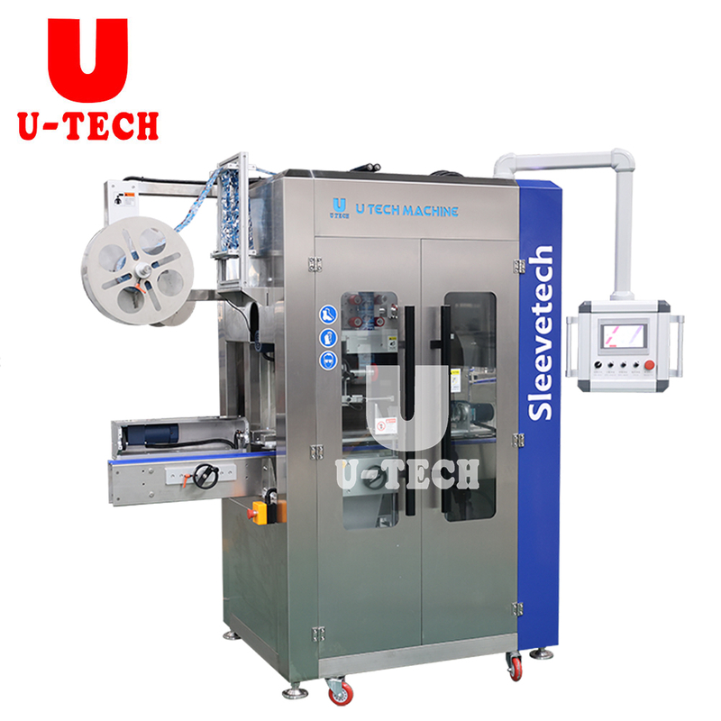 Automatic heating PET glass bottle with steam tunnel sleeve shrink labeling machine