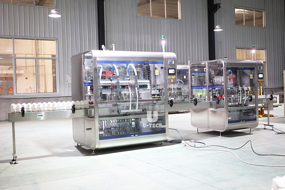 3 Heads Automatic Vertical Magnetic Pump Pneumatic Bottle Edible Oil Linear Servo Filling Capping Machine Line